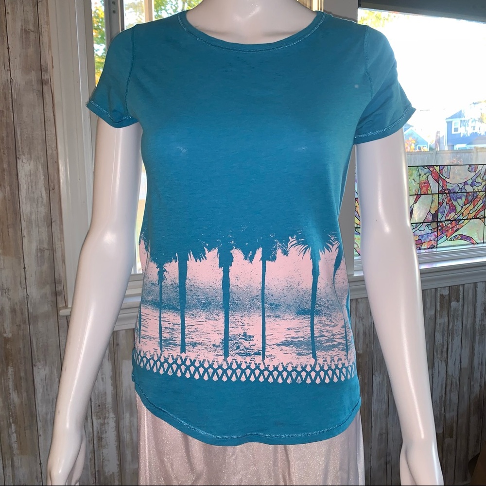 Ivivva Blue Shirt with Palm Trees & Sun!